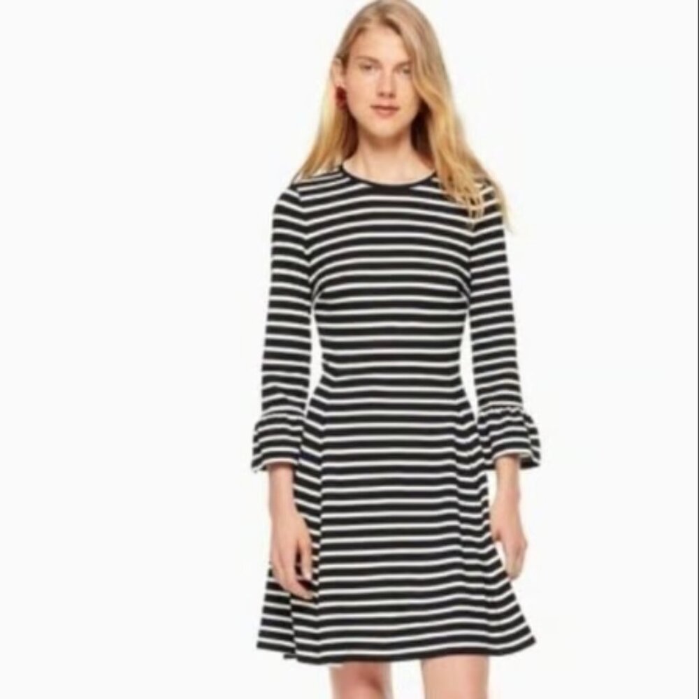 Kate Spade Fit and Flare striped dress in black and white, size XL